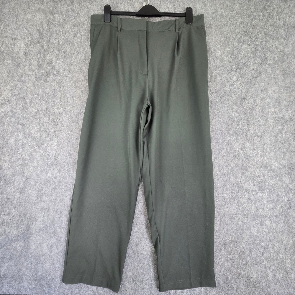 32 Degrees Cool Womens XL Green Pleated Relaxed Ankle Dress Pants Stretch Work